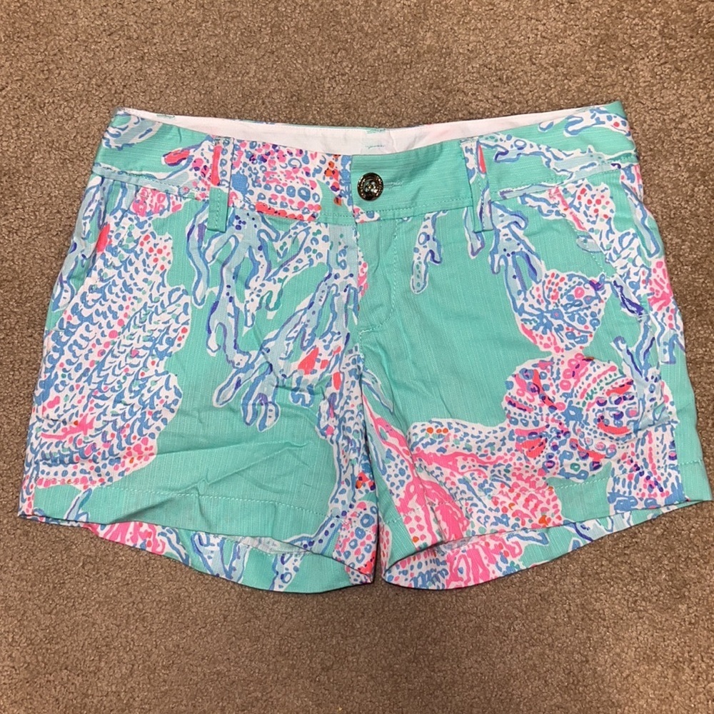 Lilly Pulitzer Callahan Shorts Minty Fresh Fansea Print, Sz 0